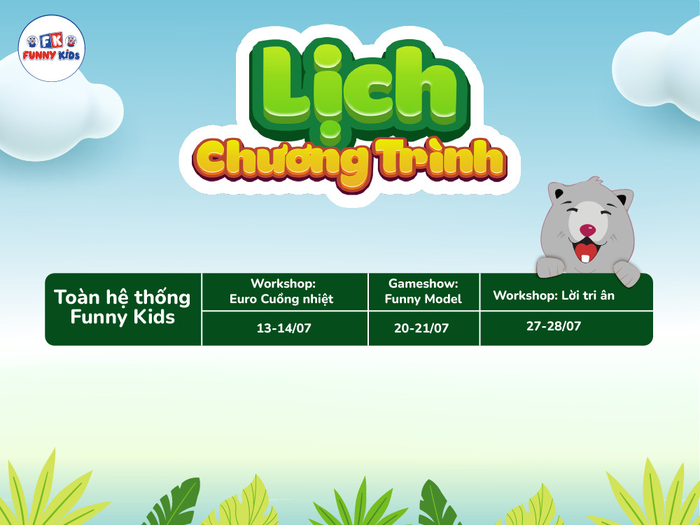 Lịch hoạt động ngoại khóa Funny Kids