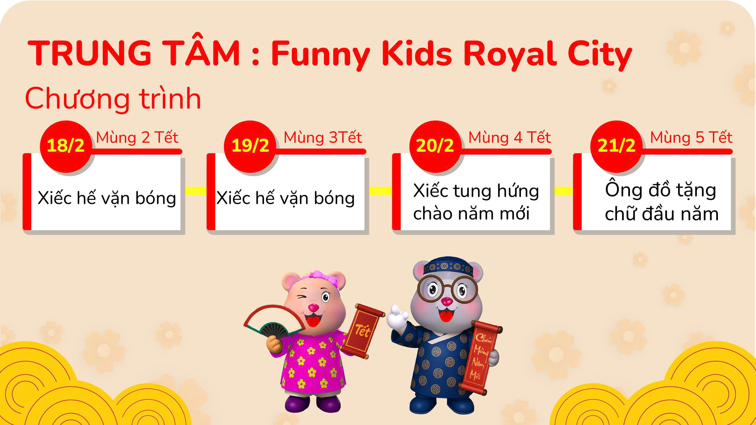 Lịch show diễn nghệ thuật tại Funny Kids Royal City dịp Tết Nguyên Đán 2026