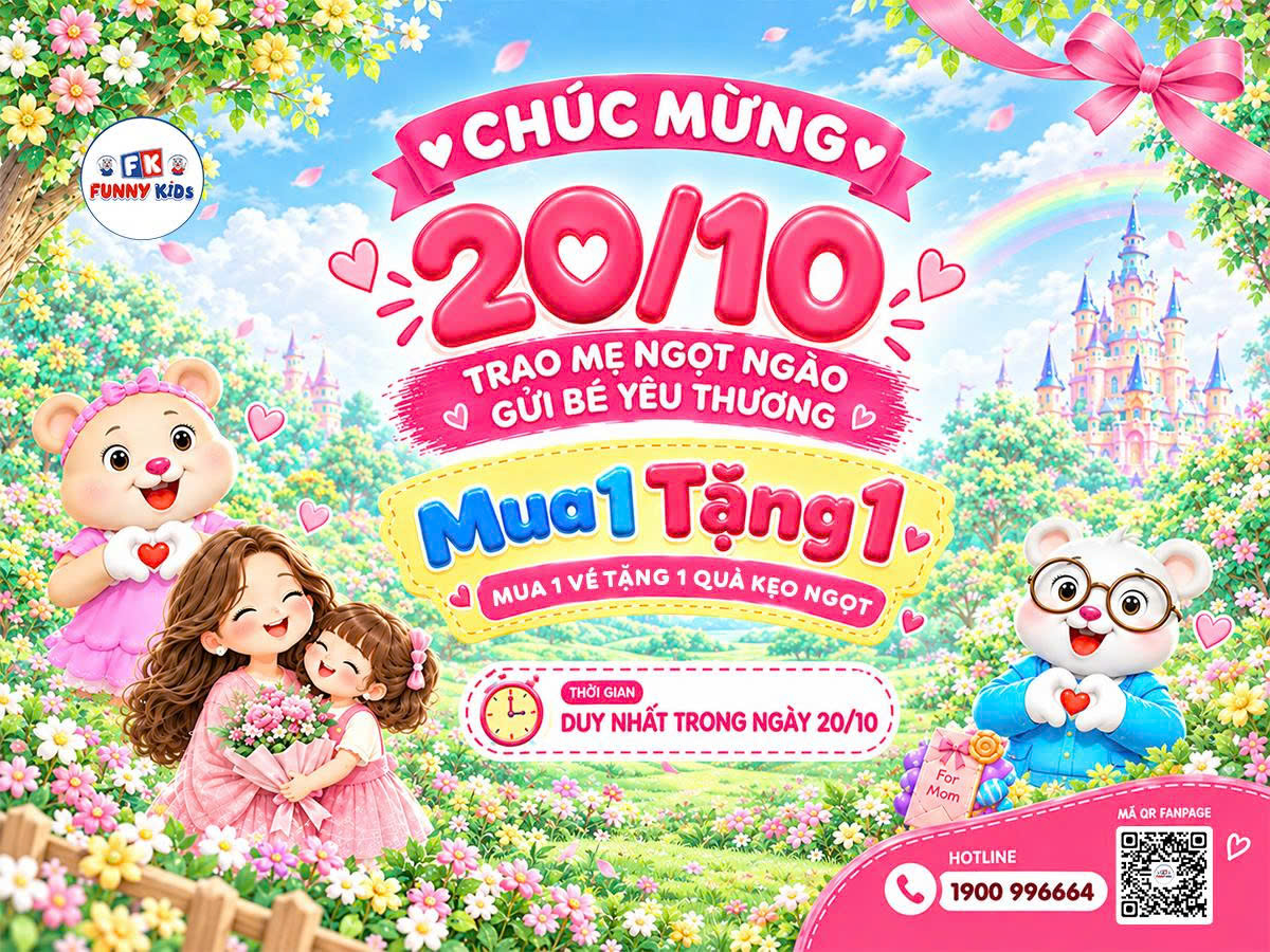 THÁNG 10 TẠI FUNNY KIDS: QUÀ XINH TRAO BÉ, NGỌT NGÀO TẶNG MẸ